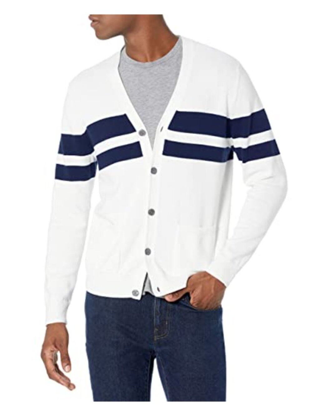Mens Cotton Cardigan Sweater Regular Fit Long Sleeve Button Front
